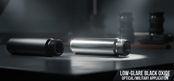 Low reflection black oxide finish