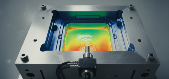 thermal camera image of curing RIM mold