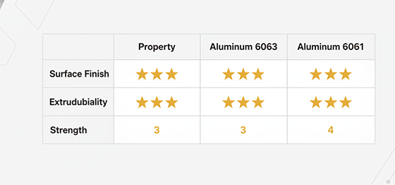 6063 vs 6061 aluminum comparison