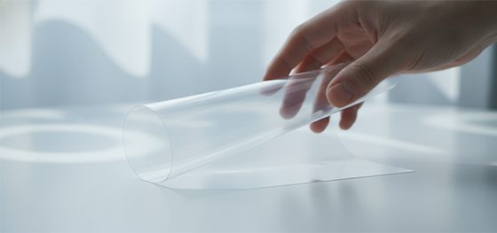 rolling a flexible plastic sheet