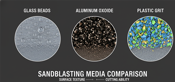 Sandblasting media comparison