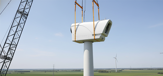 wind turbine nacelle being lifted