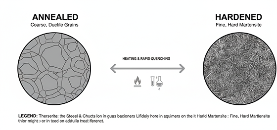 steel microstructure before and after heat treatment