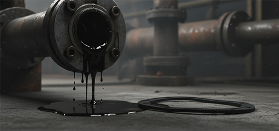 leaking industrial flange gasket