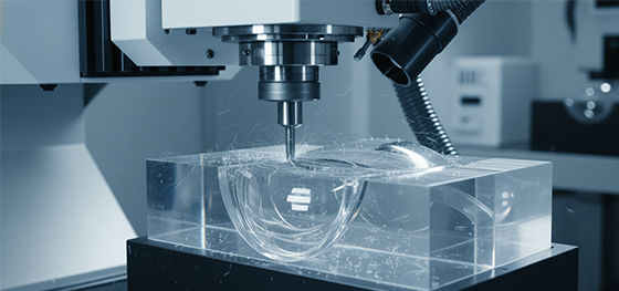 CNC milling an acrylic lens