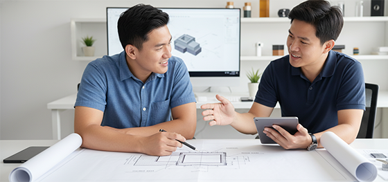 engineer discussing gasket design with expert