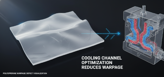 Polypropylene warpage defect visualization Polypropylene warpage defect visualization