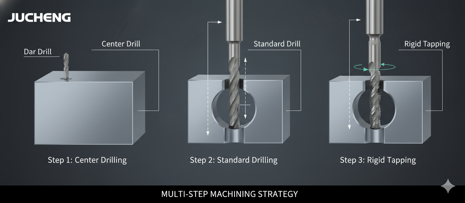 Multi-step drilling sequence