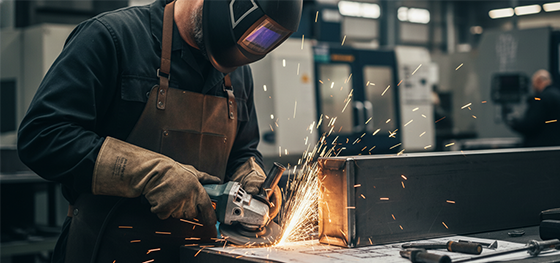 welder grinding a weld seam welder grinding a weld seam