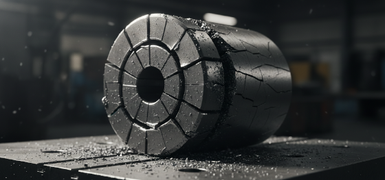 Shattered solid steel punch die destroyed by utilizing an excessively hard sheet metal alloy