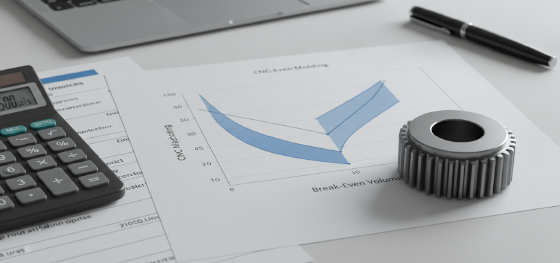 calculating manufacturing break even curves and unit cost tipping points