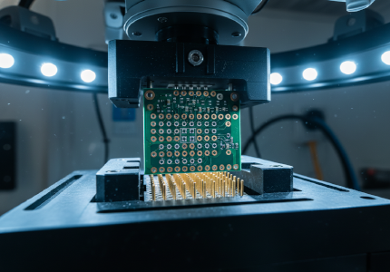 precision testing jigs aligning microscopic pogo pins with circuit boards.png