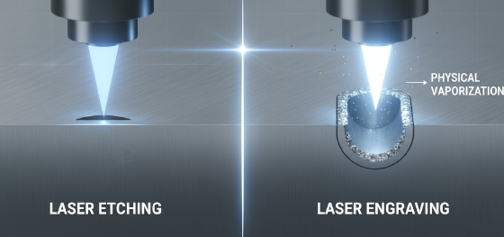microscopic comparison between optical metal etching and physical vapor engraving
