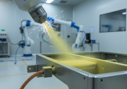 robotic electrostatic spraying on raw industrial metal components.png