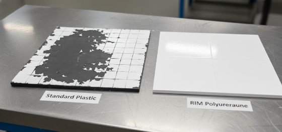paint adhesion test comparison between standard plastic and polyurethane RIM paint adhesion test comparison between standard plastic and polyurethane RIM