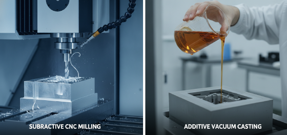 comparing subtractive cnc milling with liquid polymer vacuum casting comparing subtractive cnc milling with liquid polymer vacuum casting
