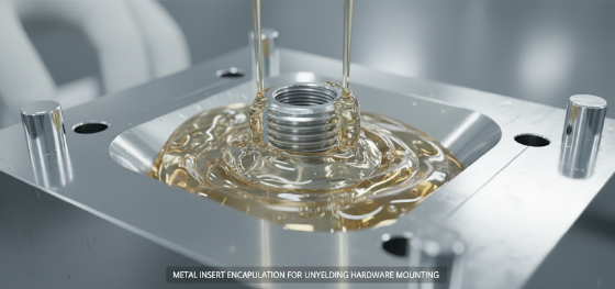 metal insert encapsulation for unyielding hardware mounting