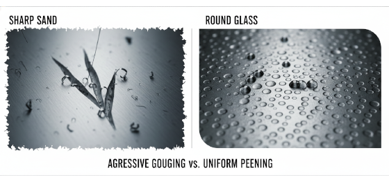 comparing microscopic glass beads against aggressive silica sand media