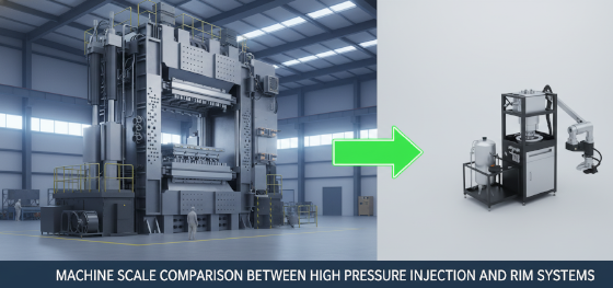 machine scale comparison between high pressure injection and RIM systems machine scale comparison between high pressure injection and RIM systems