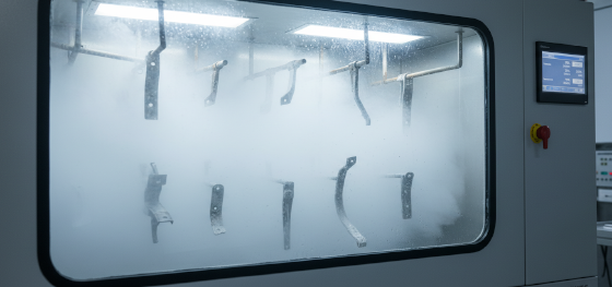 Sealed industrial testing chamber using salt fog to simulate harsh coastal marine environments