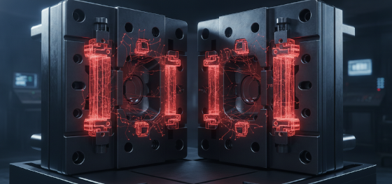complex moving sliders and tool core pins inside steel molds