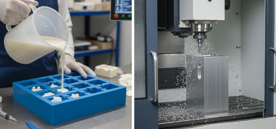 comparing polyurethane casting against subtractive metal milling for early stage hardware