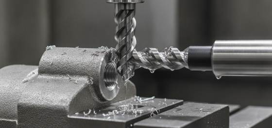 tapping high precision threads into a solid metal boss