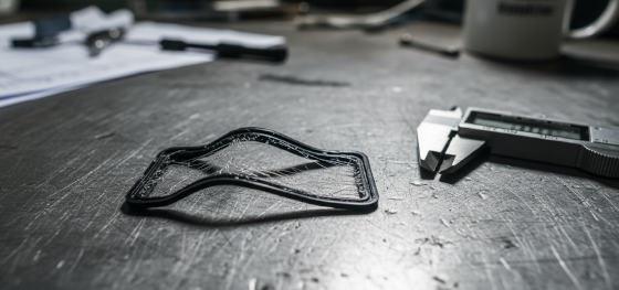 Failed flexible gasket prototype ruined by severe stringing defects and microscopic trapped moisture bubbles Failed flexible gasket prototype ruined by severe stringing defects and microscopic trapped moisture bubbles