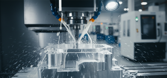 wet cnc machining of raw aluminum casting components