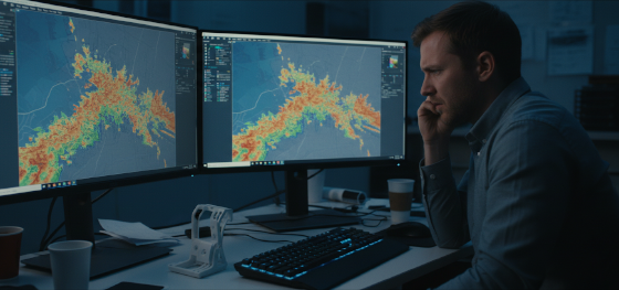 blurry topographical mapping data caused by vibrating aerospace hardware