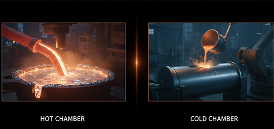 comparing hot and cold chamber metal casting equipment
