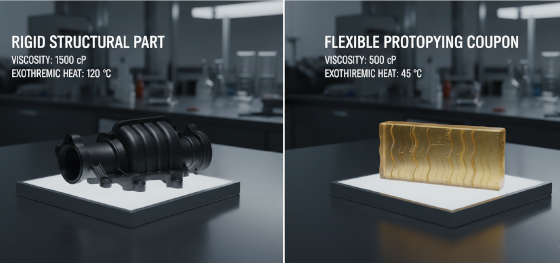 material data comparison for RIM and vacuum casting resins