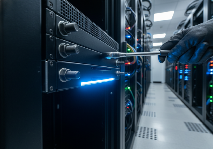 heavy duty telecommunications hardware secured inside standard data center systems.png