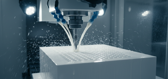 subtractive milling carving microscopic holes into solid engineering plastics