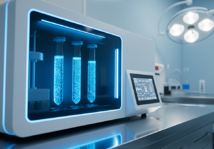 sleek white biochemical testing machine housing protecting internal fluid vials.png