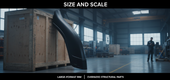 oversized structural part produced via large format reaction injection molding