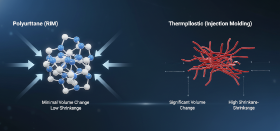 molecular visualization of low shrinkage in the RIM polyurethane process molecular visualization of low shrinkage in the RIM polyurethane process
