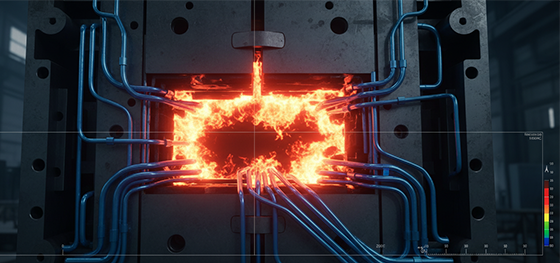 thermal management and water cooling lines in metal casting molds
