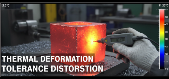 Thermal imaging showing massive heat gradients causing thermal expansion and temporary dimensional distortion on a CNC part