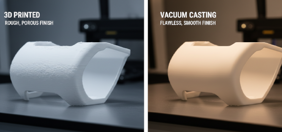 comparing rough additive manufacturing with flawless polyurethane replication