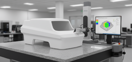 coordinate measuring machine verifying RIM molding tolerances and shrinkage