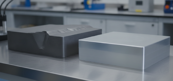 thermal warping defects on raw unoptimized metallic enclosures