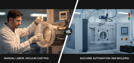 manual labor versus machine automation in polyurethane part production