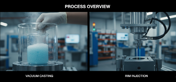 hand poured vacuum casting versus automated machine injection RIM