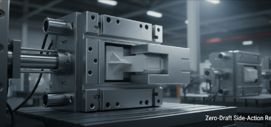 mechanical side action slide in an aluminum RIM mold for zero draft features