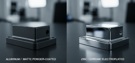 chrome plating aesthetics versus matte powder coating on metal hardware