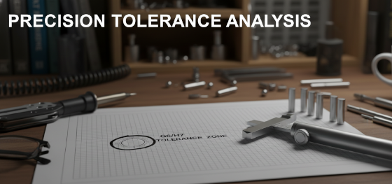 Mechanical blueprint highlighting strict G6 and H7 tolerance bands alongside precision metrology tools