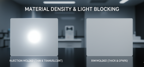 material density and light blocking comparison for diagnostic equipment