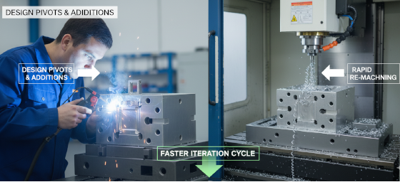 performing design pivots and modifications on a rapid RIM tool