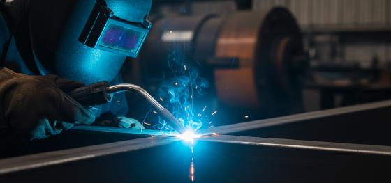 skilled technician executing flawless tig welds on heavy metallic plates